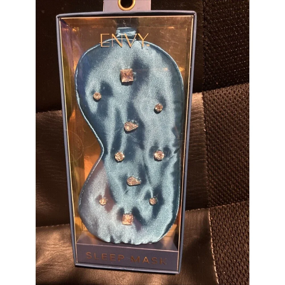 Teal Envy Bling 100% Satin Bejeweled Sleep Mask New For Side Or Stomach Sleepers